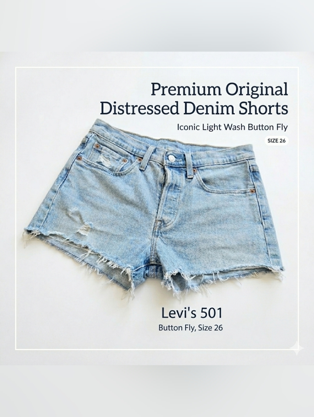 Levi’s 501 Original High Rise Denim Shorts - Blank Red Tag - Size 26